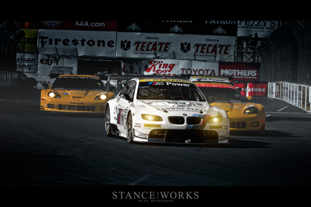 BMW-ALMS-M3-leading-corvette-turn BMW ALMS Corvettes