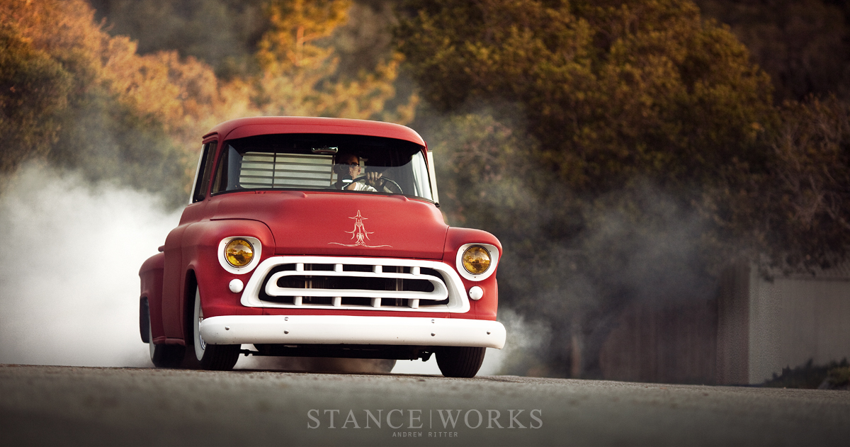 1957-chevy-stepside-burnout